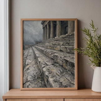 Acropolis Propylaea Olive Leaves Art Canvas Print