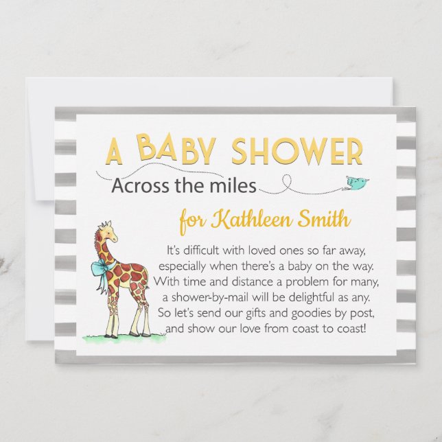 Across the Miles Baby Shower Invitation (Front)