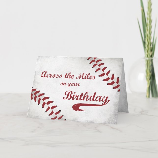 Across the Miles Happy Birthday Large Grunge Baseb Card (Front)