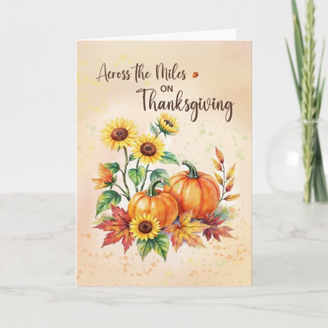 Across the Miles Thanksgiving Sunflowers Pumpkins Card (Front)