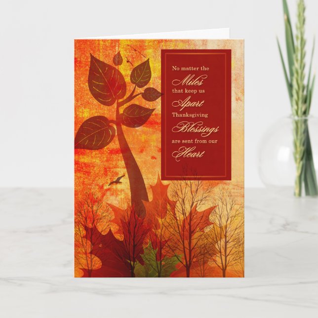 Across the Miles Thanksgiving Vivid Autumn Holiday Card (Front)
