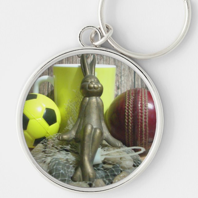 Across the Pitch & Crease: Football Cricket Blend Key Ring (Front)