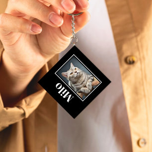 Across The Rainbow Bridge Silver Pet Cat Memorial Key Ring