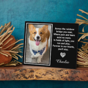 Across The Rainbow Bridge Silver Pet Dog Memorial Plaque