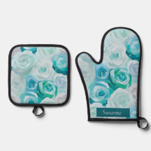 Acryl roses in blue turquoise colors