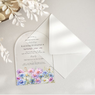ACRYLIC ARCH 80 Birthday September Birth Flower  Invitations