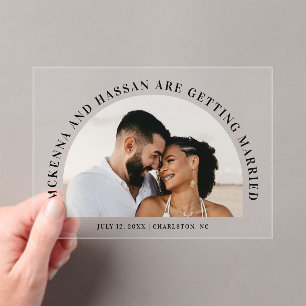 Acrylic Arch Top Save the Date Announcement Card