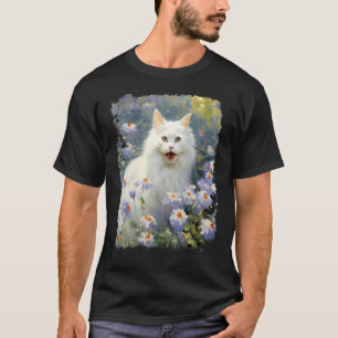 Acrylic Art White Cat T-Shirt