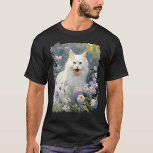 Acrylic Art White Cat T-Shirt