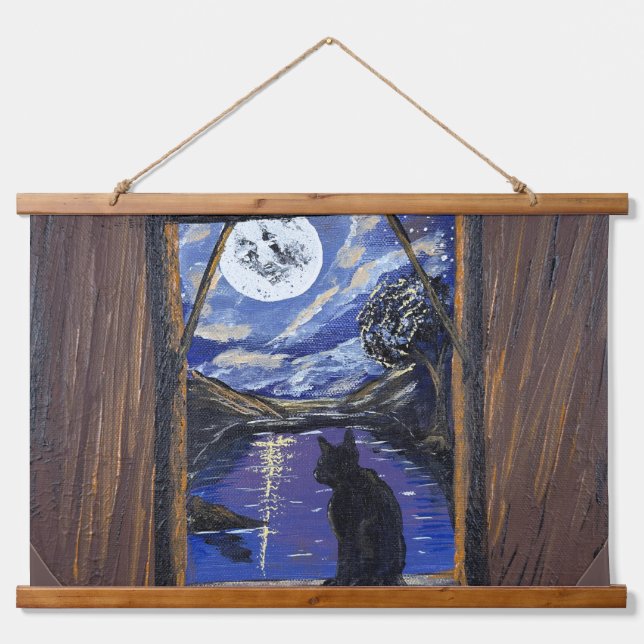 Acrylic Award-    Moonlit Window—handmade artwork  Hanging Tapestry (Front)