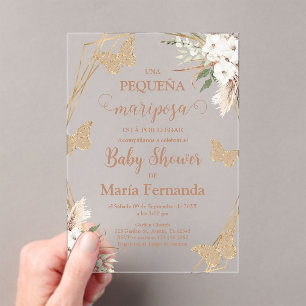 Acrylic Baby Shower Invitation with butterfly