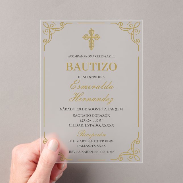 Acrylic Bautizo Spanish Invitation (Insitu (Handheld))