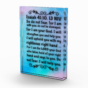 Acrylic Bible Verse Block - Isaiah 41:10, 13