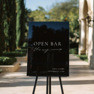 Acrylic Black and White Open Bar Wedding Sign