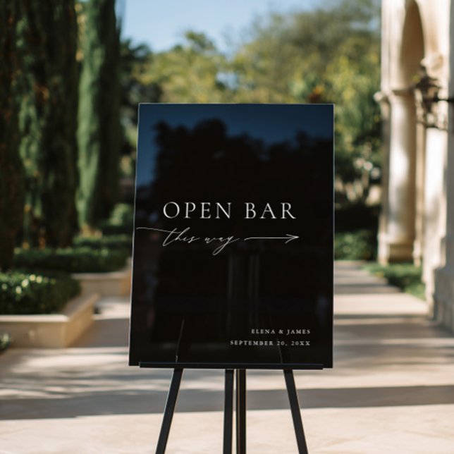 Acrylic Black and White Open Bar Wedding Sign (Acrylic Black and White Open Bar Wedding Sign)