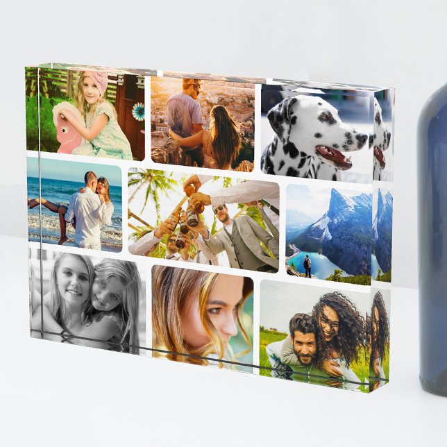 Acrylic Block 9 Photo Template Rounded Collage (Creator Uploaded)