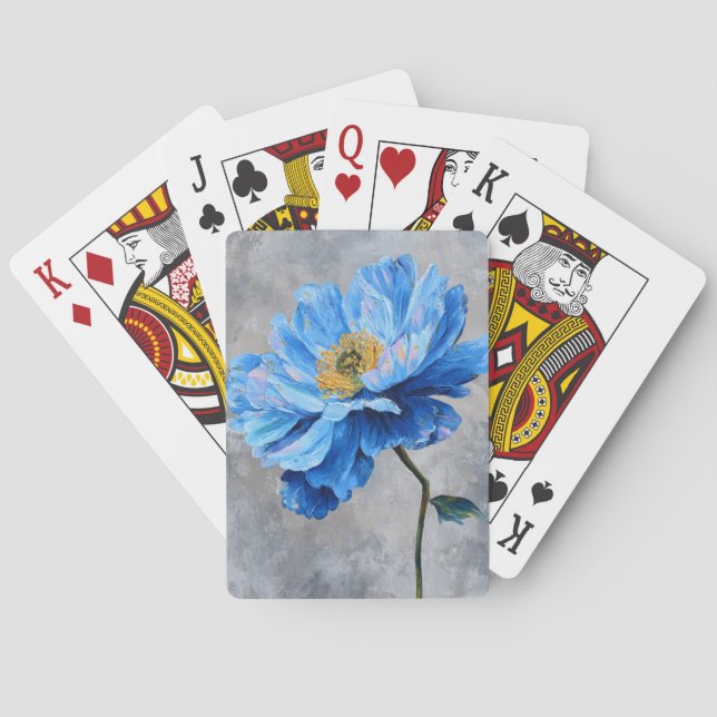 Acrylic Blue Flower Playing Cards (Back)