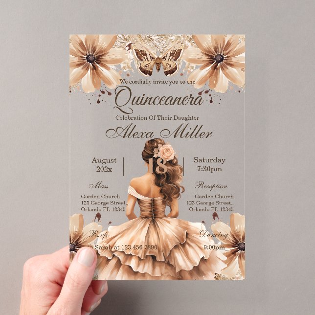 Acrylic Boho Floral Quinceañera Invitation (Insitu (Handheld))