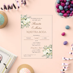 Acrylic Boho Spanish Wedding Invitation