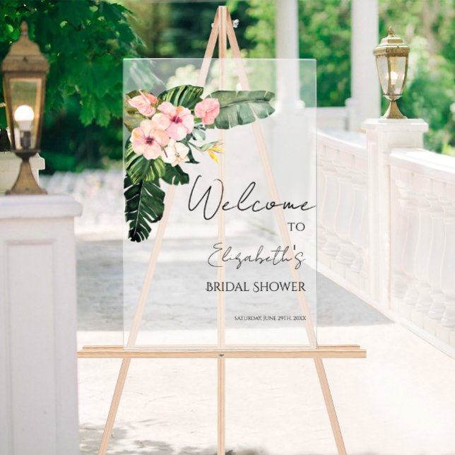 Acrylic Bridal Shower Welcome Sign | Palm Tropical (Creator Uploaded)