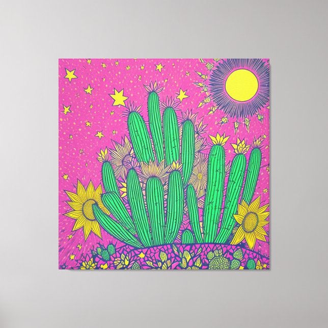 Acrylic Cactus Printing Canvas Print (Front)