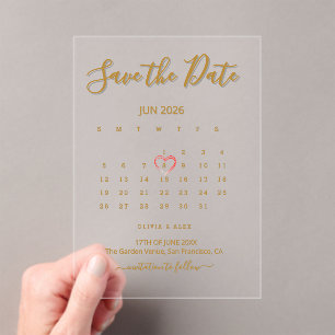 Acrylic Calendar Save the Date  Invitations