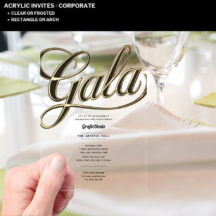 Acrylic Clear Gala Business Charity Corporate Gold Invitations