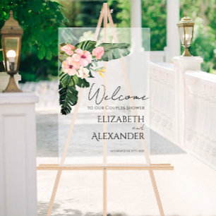 Acrylic Couples Shower Welcome Sign   Tropical