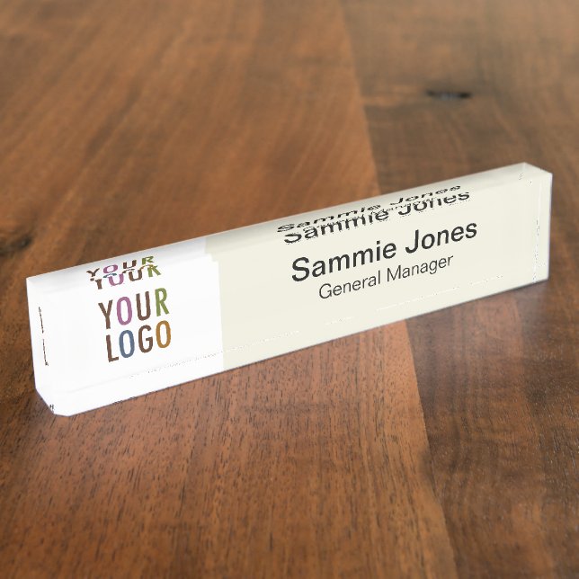 Acrylic Desk Name Plate Business Logo Professional (Side)