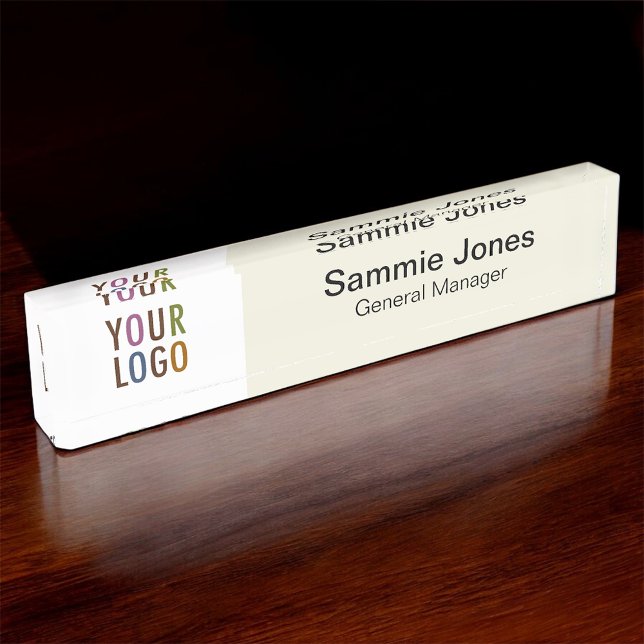 Acrylic Desk Name Plate Business Logo Professional (MISOOK Acrylic Name Plate with Logo and Job Title)