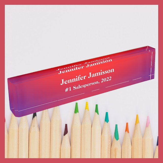 Acrylic Desk Nameplate, #1 Salesperson, Purple Red Nameplate (Creator Uploaded)