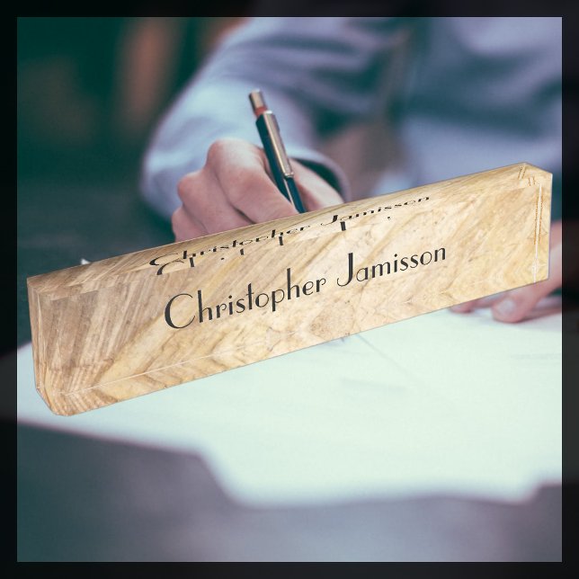 Acrylic Desk Nameplate, Faux Light Brown Stone Nameplate (Creator Uploaded)