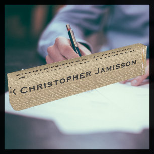 Acrylic Desk Nameplate, Gold and Black Nameplate