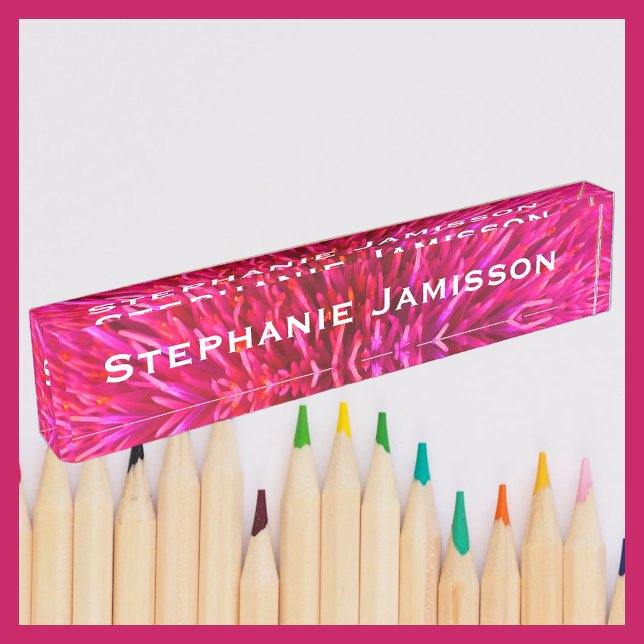 Acrylic Desk Nameplate, Hot Pink Abstract Nameplate (Creator Uploaded)