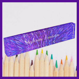 Acrylic Desk Nameplate, Purple Abstract Nameplate