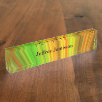 Acrylic Desk Nameplate, Yellow and Green