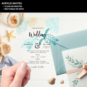 ACRYLIC Destination Wedding Beach Sea Turtles Invitations