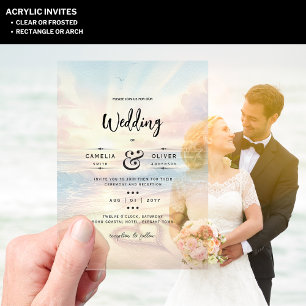 ACRYLIC Destination Wedding Beach Sunset Ocean Invitations
