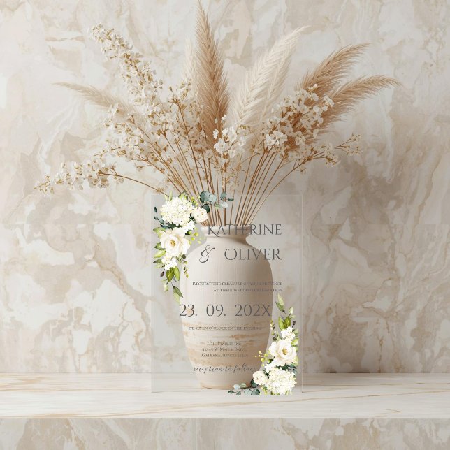 Acrylic Elegant Floral Wedding Invitation (Creator Uploaded)
