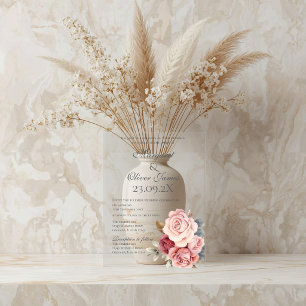 Acrylic Elegant Pink Floral Wedding Invitation