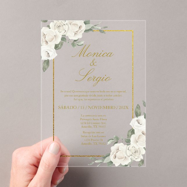 Acrylic elegant Wedding Invitation in Spanish (Insitu (Handheld))