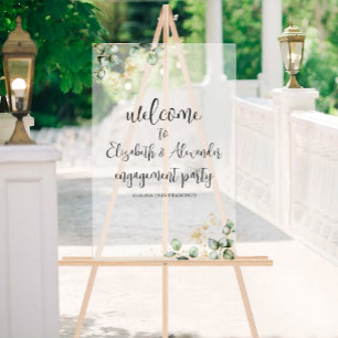 Acrylic Engagement Welcome Party Sign   Greenery