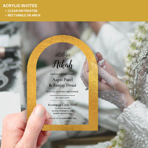 ACRYLIC Gold Arch Islamic Muslim Wedding Elegant Invitations
