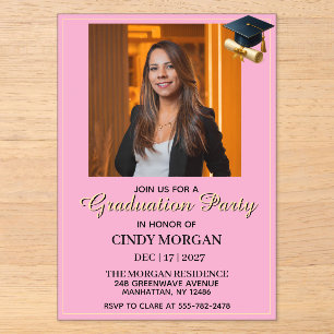 Acrylic Graduation Invitation - Pink