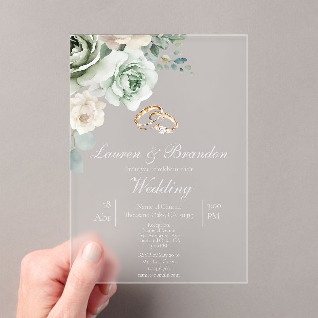 Acrylic Greenery floral Wedding invitation (Insitu (Handheld))
