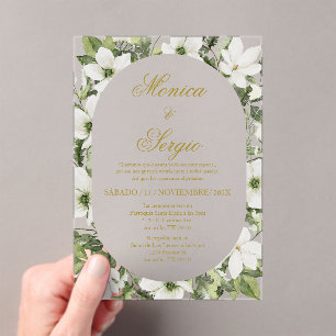 Acrylic Greenery Spanish wedding Invitation