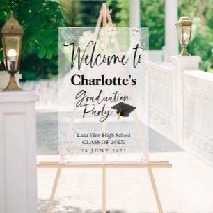 Acrylic High School Glitter Welcome Party Sign