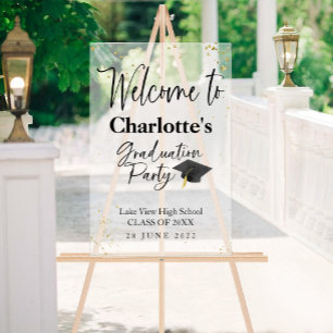 Acrylic High School Glitter Welcome Party Sign