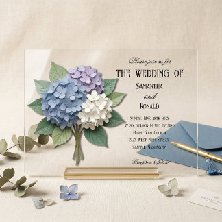 Acrylic Hydrangea Flowers Wedding Invitation