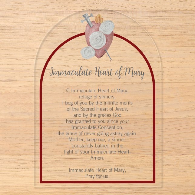 Acrylic Immaculate Heart of Mary Prayer Card Invitations (Front)